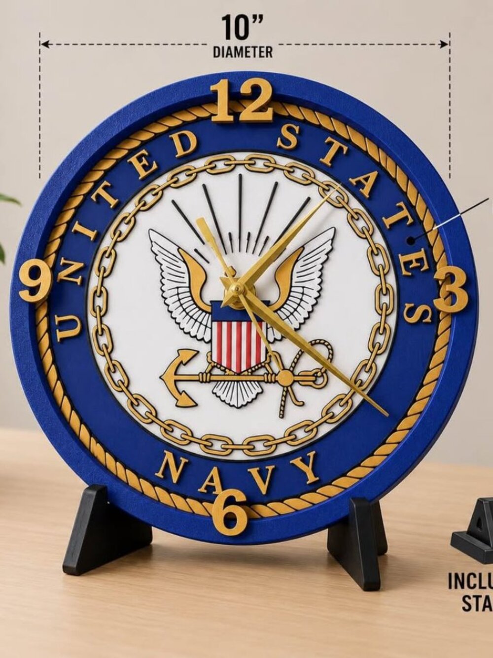 3D Printed United States Navy Wall Clock With Display Stand